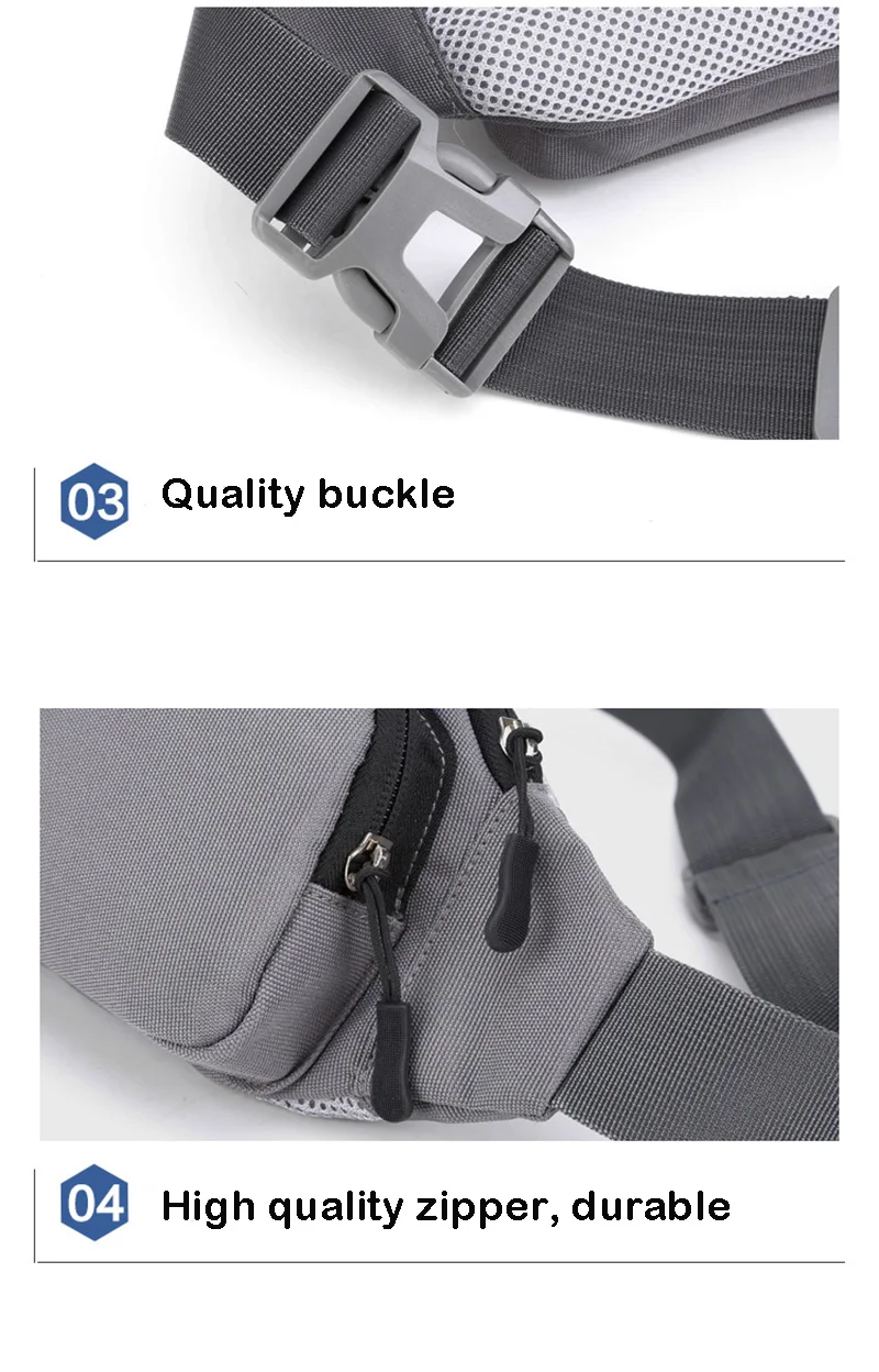 Wasserdichte Nylon-Gürteltasche für Herren und Damen, Bauchtasche, Hüfttasche, Känguru-Tasche, Sport-Lauftasche – Detail 12