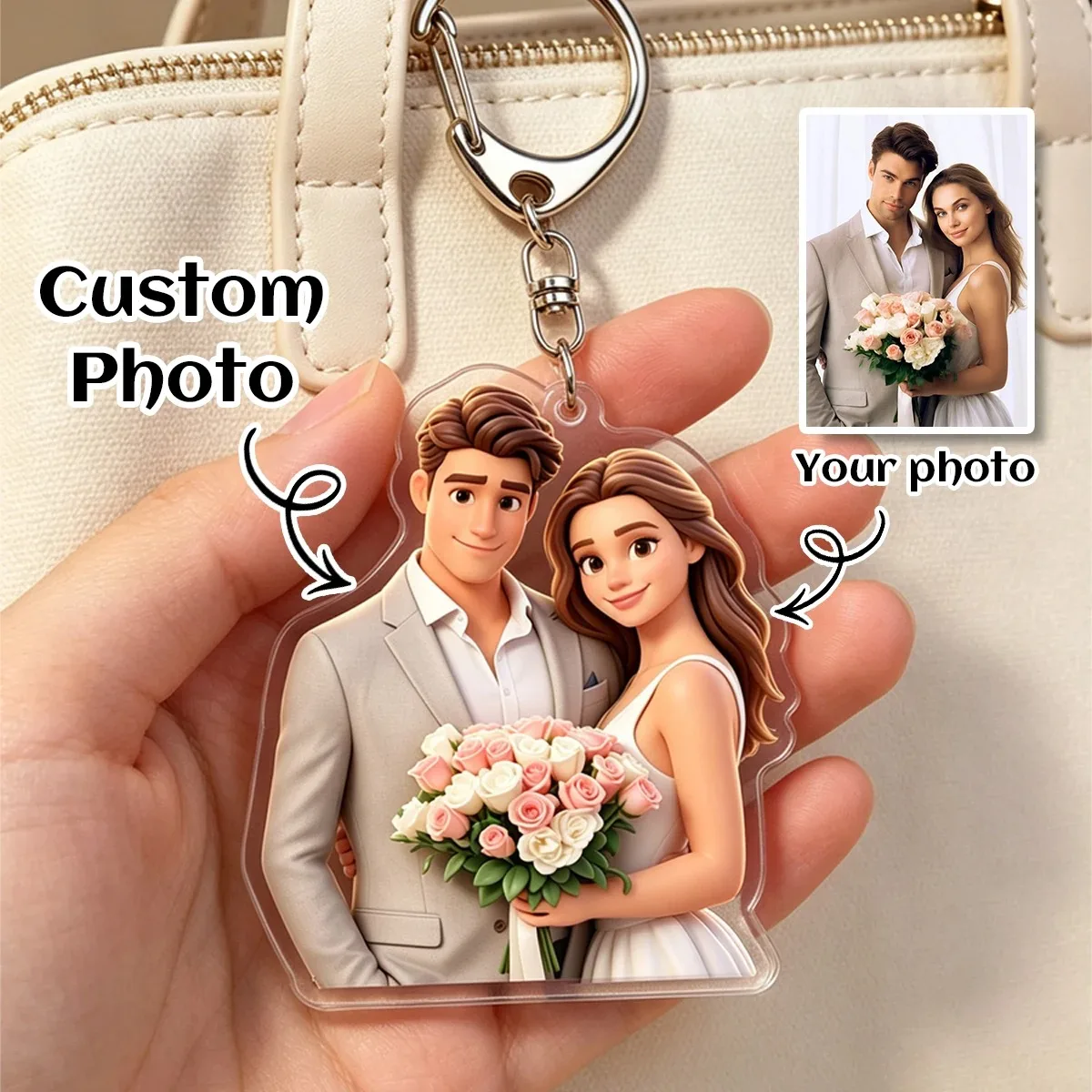 Personalized Photo Keychain, Custom Acrylic Photo Keychain, Family Keepsake Keychain, Father's Day Gift for Dad, Mother's Day Gi
