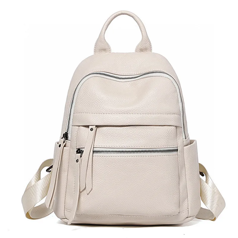 Casual Genuine Leather Backpack Daily Real Cow Leather Shoulder Bags for Woman Fashion Ladies Cowhide Travel Bagpack