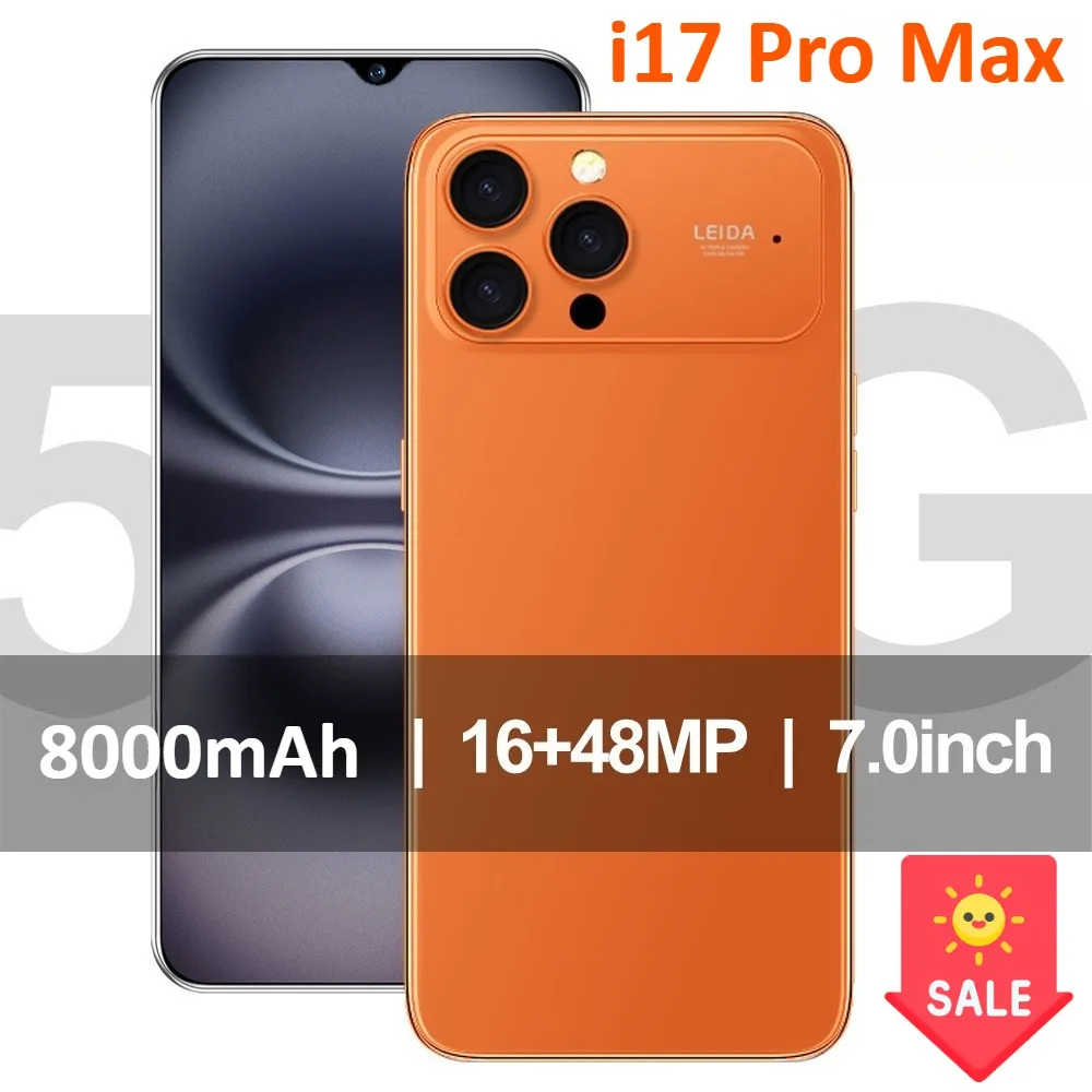حار i17 برو ماكس 7.0HD الإصدار العالمي الأصلي 2026 جديد ذكي 5G بطاقة مزدوجة 8000mAh بطارية أندرويد 15 وظيفة التعرف على الوجه #1