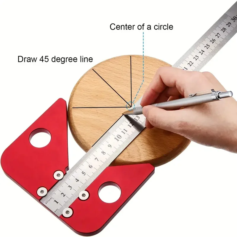 Center Finder Line Gauge Praça Escriba Régua Carpenter Angle Line Caliber Marcação Régua Ferramentas de Medição 45 Graus