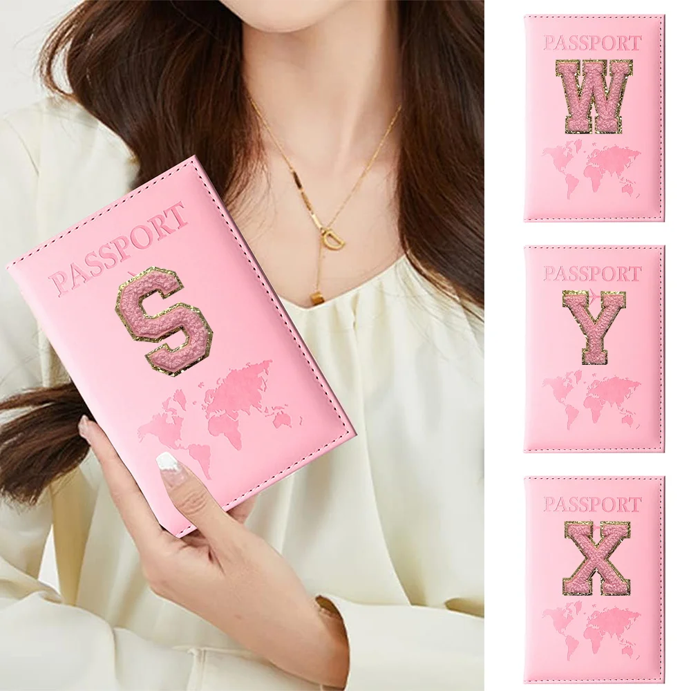 Passports Cover Waterproof Case Passport Wallet  Pink Letter Series Business Credit Card Documents Holder Protective Case