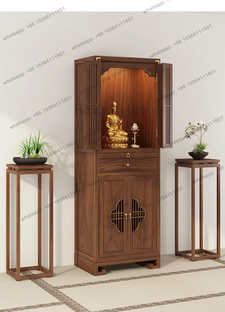 PG shrine offering altar solid wood modern living room with door household altar cabinet
