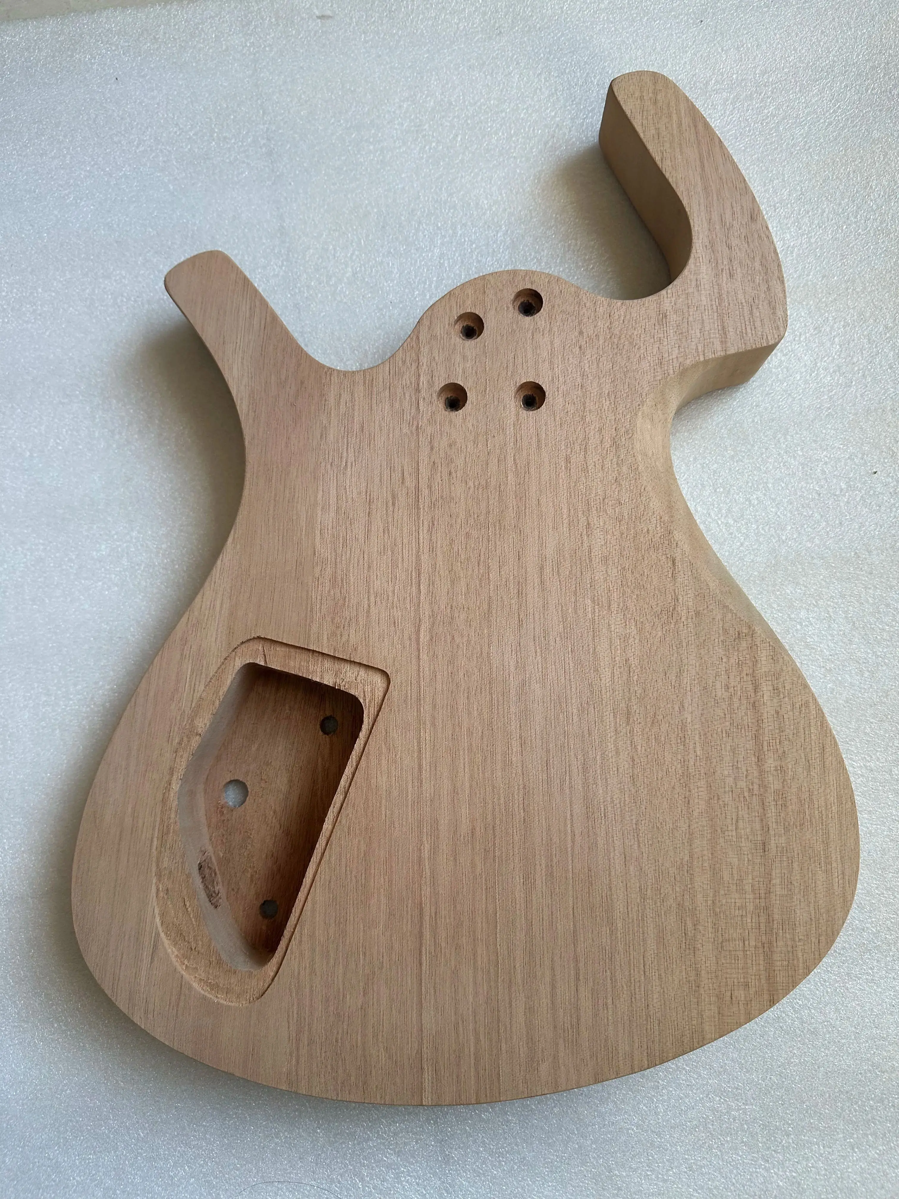 Customized Headless Electric Guitar Body Special Shape, Unfinished Mahogany Wood, 6 String DIY Floyd, 5.7cm Pocket