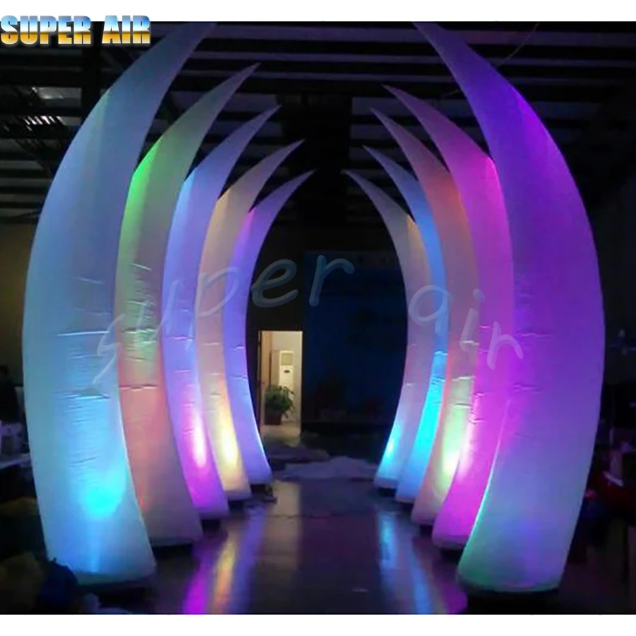 Colorful LED lighted giant inflatable curve column pillars balloon with blower for party decoration