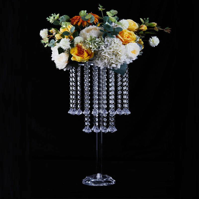 

10 pcs Acrylic column vase Crystal Road Leads All Clear Wedding crystal flowers stand Centerpiece Party Home Table Decoration