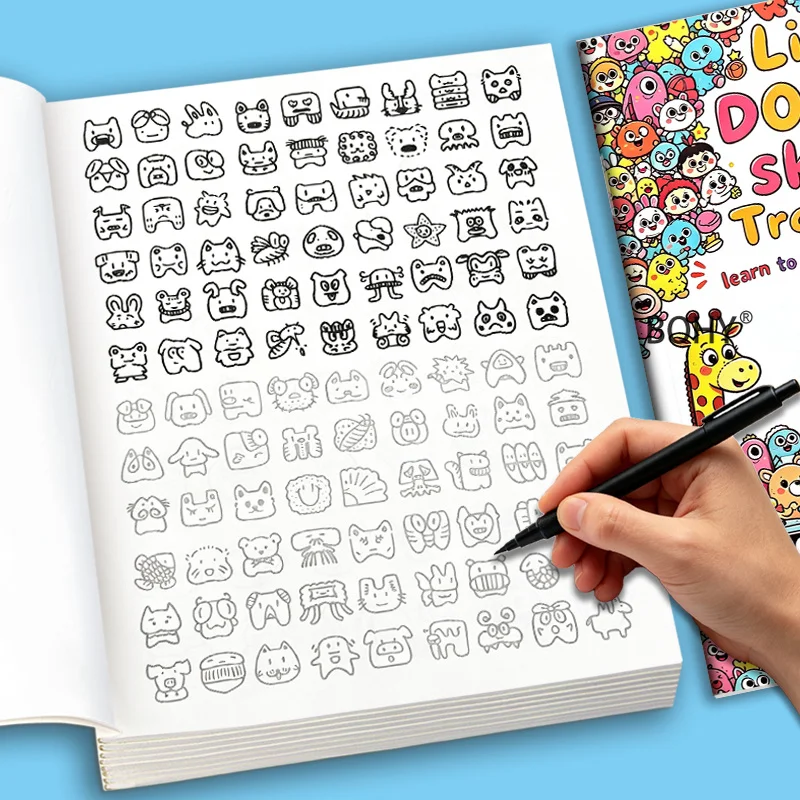 1 Hand Drawn Practice Coloring Book, Include Themes Like Funny Expressions/character Portraits/snack/fruits/vegetables, 32 Pages