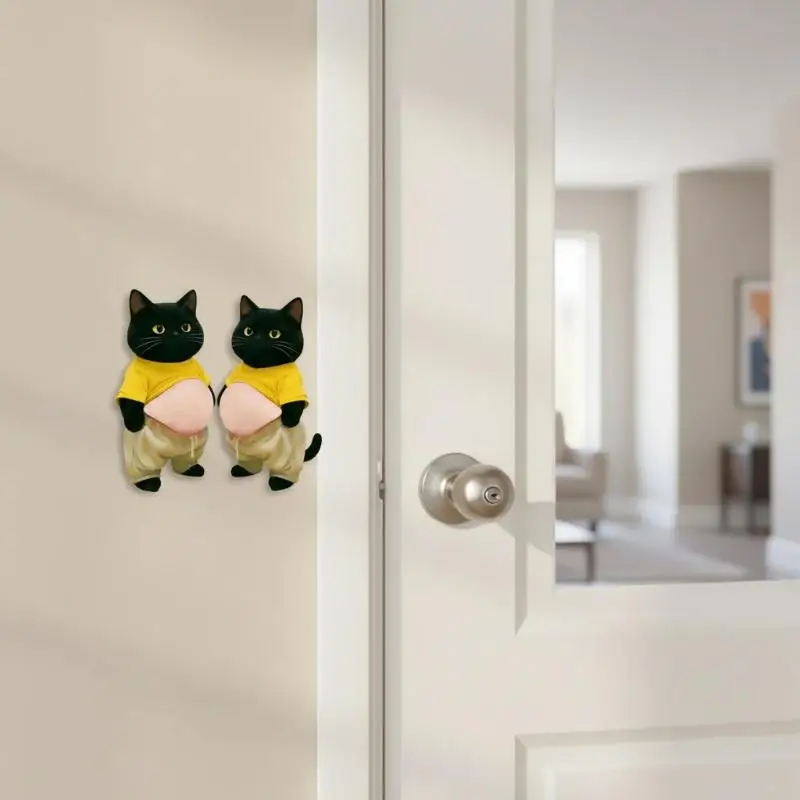 1Pair 3D Animal Butt Stickers, Cartoon Cat Anti Collision Silicone Decal, Soft Sticker for Car Door, Fridge and Home Decoration