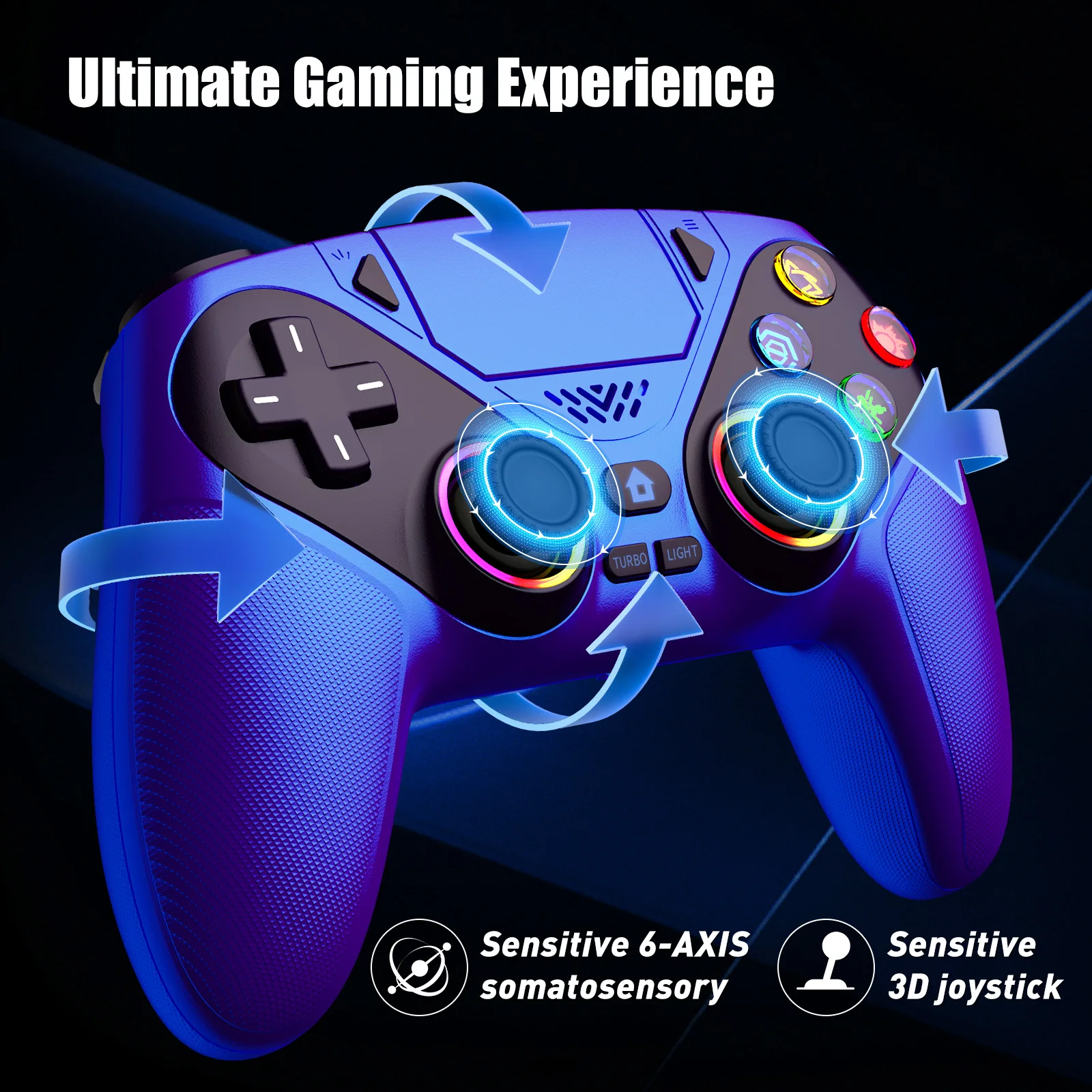 Controller für PS5/PlayStation 5 Pro/Slim/PC, kabellose Gamepads, RGB-Hall-Effekt, kein Drift, Spiel-Joystick mit Dual-Vibration, Marco/Turbo-Funktion – Detail 17