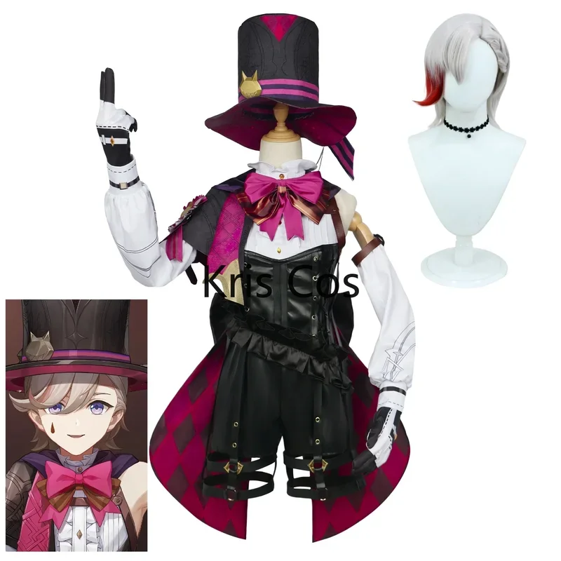 

FC6Game Genshin Impact Lyney Cosplay Costume Anime Women Girls Halloween Carnival Role Play Cute Outfit Hat Wig Socks Full @FC8！
