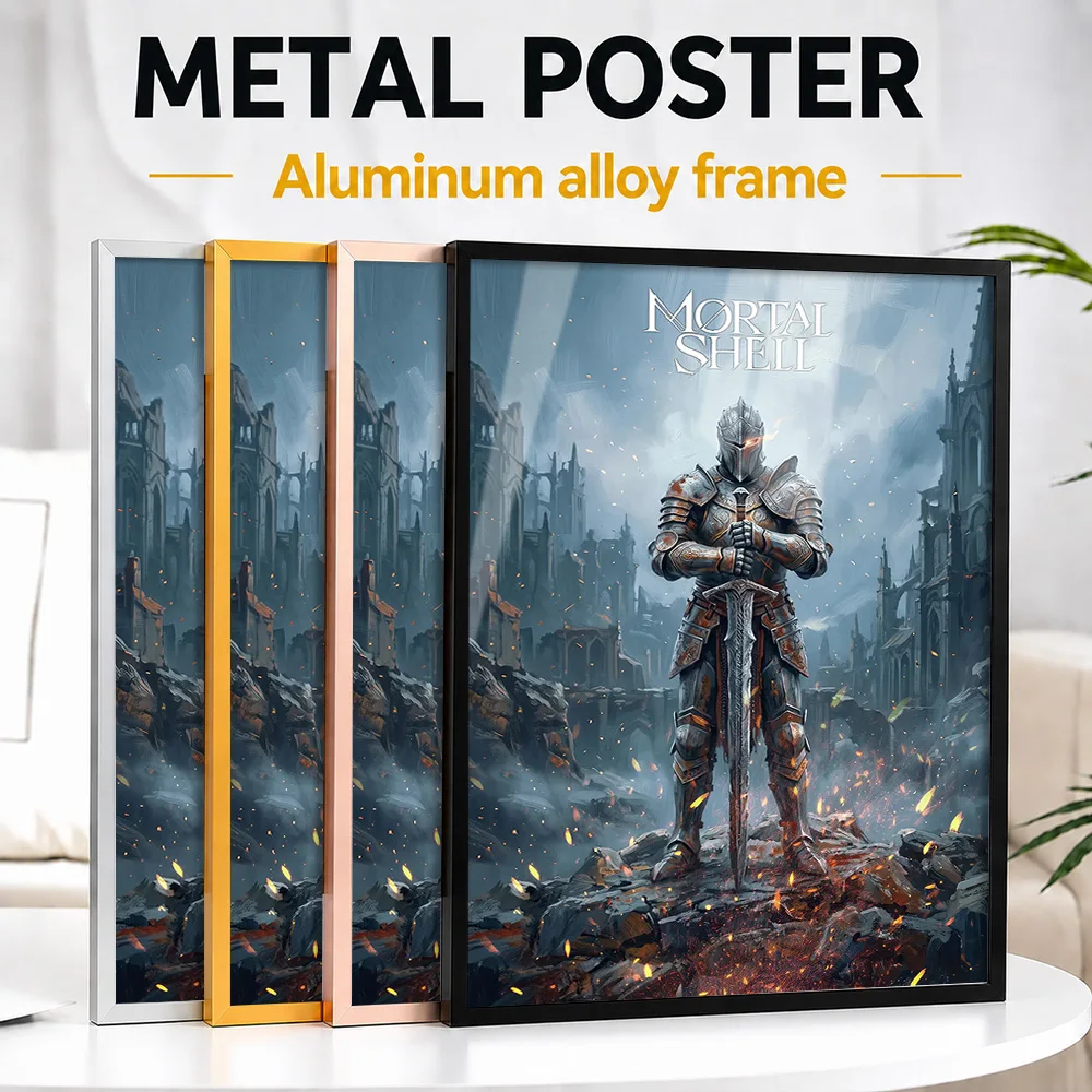 Mortal Shell Knight Framed Aluminum Metal Poster Customized Painting Style Wall Art For Computer Room, Gaming Enthusiast Gift