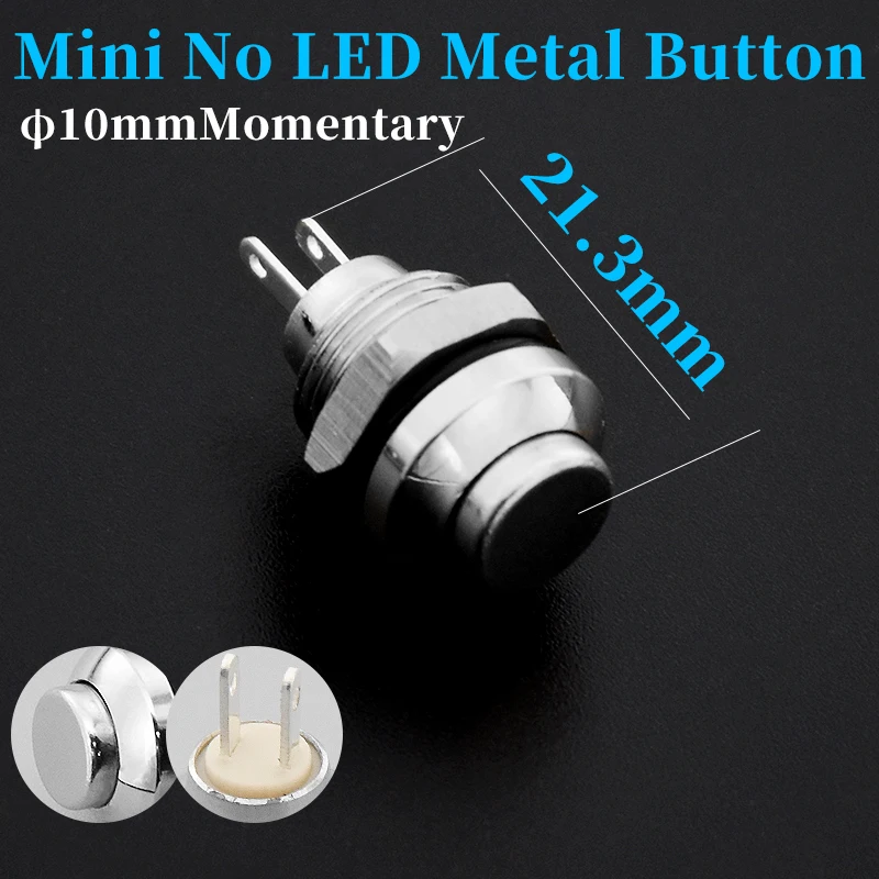 1pc10MM 2pin Panel Hole Metal Button Switch Power Push Button High Momentary Latching Soldering IP67 1NO - Image 4