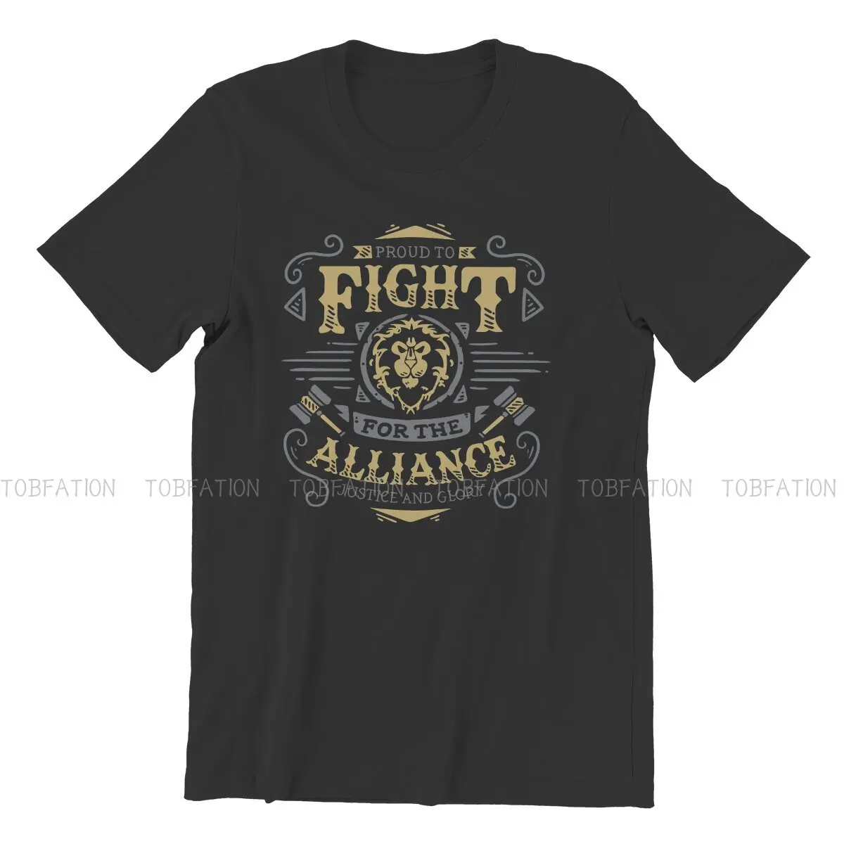 Fight for the Alliance Style Polyester TShirt World of Warcraft Top Quality Hip Hop Graphic  T Shirt Stuff