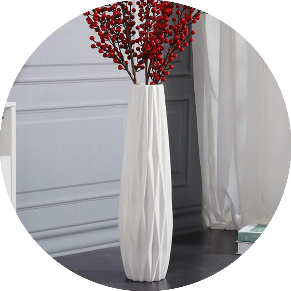 

28 inch ceramic white high-rise vase, modern large flower vase, suitable for living room decoration, simple origami design