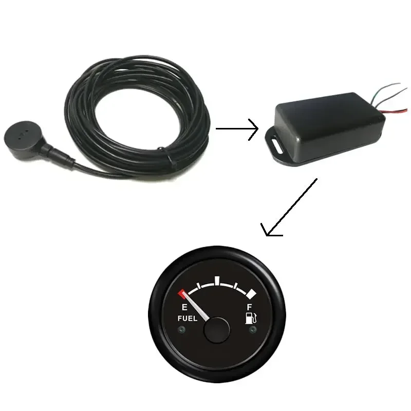 Easy installation ultrasonic fuel sensor with fuel sensor signal convertor for fuel gauge