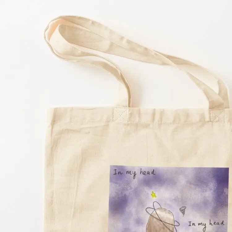 حقيبة حمل In My Head، حقيبة قماشية صديقة للبيئة، حقيبة يد للمتسوقين الجامعيين