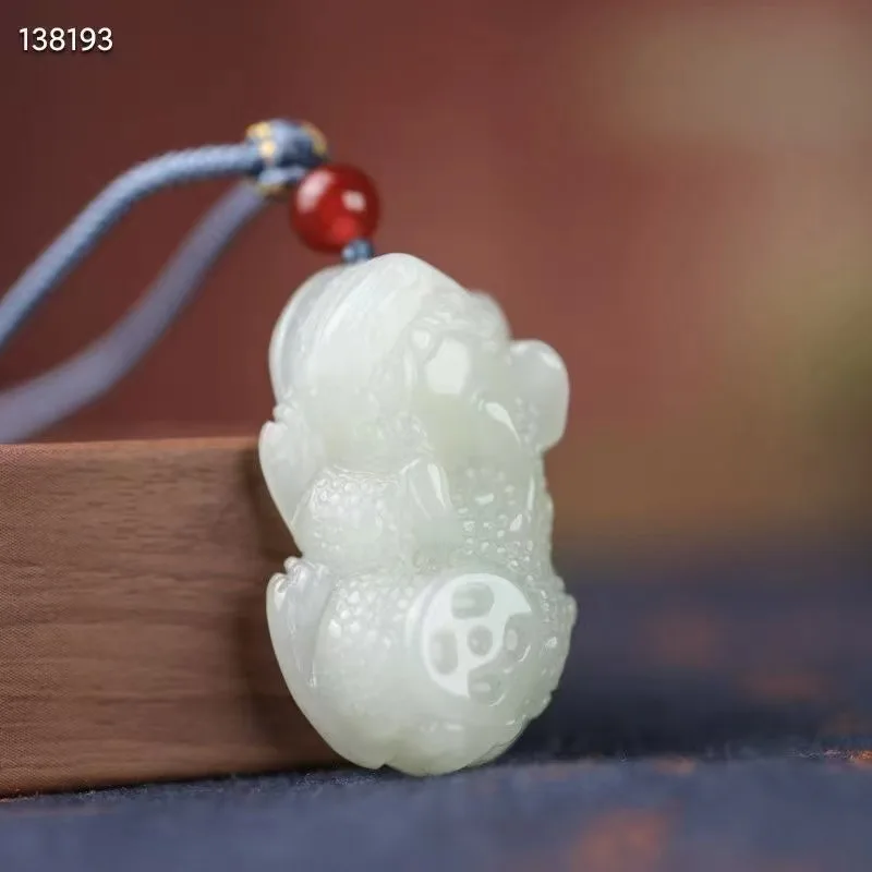 

Natural 100% real white hetian jade carve brave troops jade pendant Attracting Wealth necklace jewellery for men women gifts