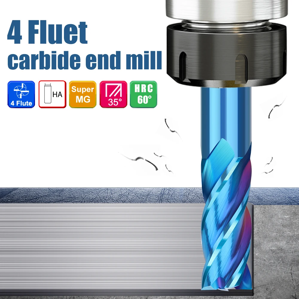 XUCHUAN Fräser 4-Schneiden Schaftfräser 1-12mm HRC 55 TiALN-Beschichtung CNC 4-Schneiden Fräswerkzeuge Hartmetall-Schaftfräser – Detail 7