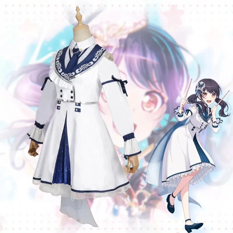 A;3\v,7'd/BanG Dream! Morfonica Tsukushi Nanami Mashiro Toko Cosplay Full Set Cute White Dress Adult Women Game Hallc;4'b,7'm\1/ view 4