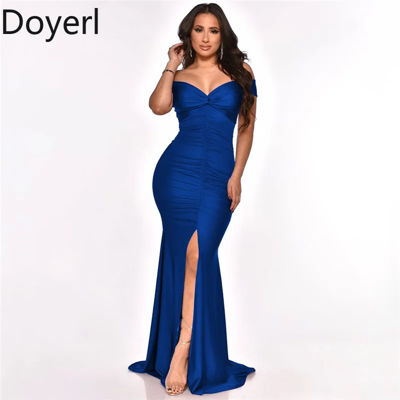 Doyerl Nightclub Party Abiti lunghi per le donne Sera Matrimonio Elegante senza maniche Celebrity Sirena Split Bodycon Maxi abito