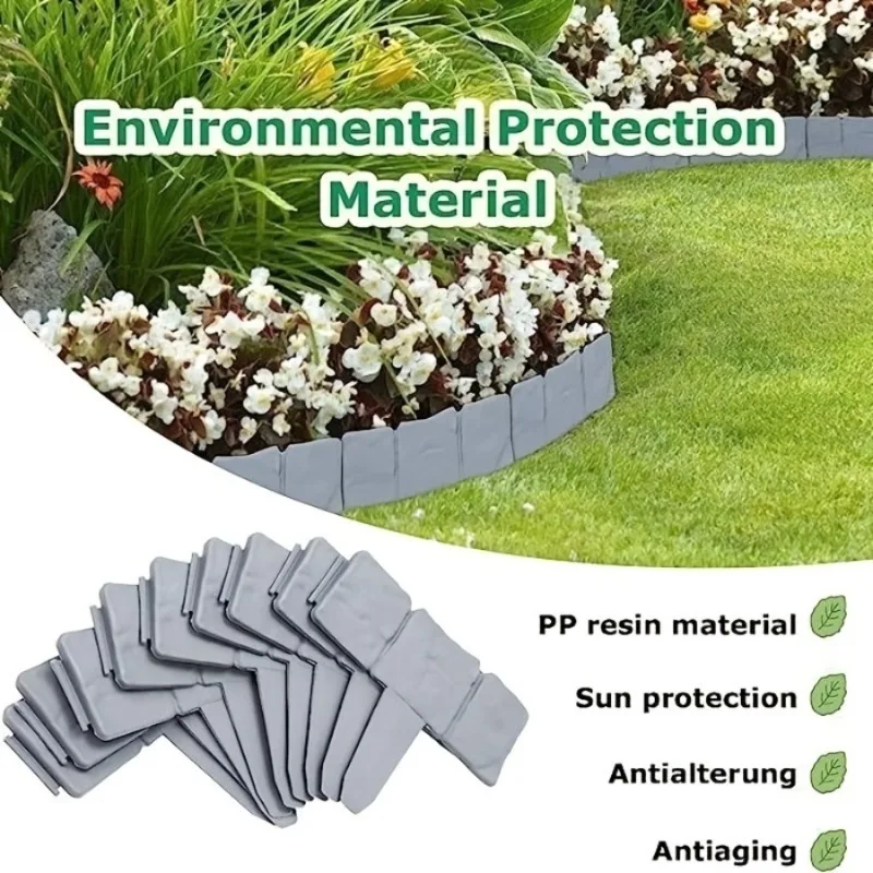 5/10 PCS per Pack of Retaining Wall Fences, Garden Fences, Stone-Effect Garden Edging Strips, Courtyard Flower Bed Retaining Edg