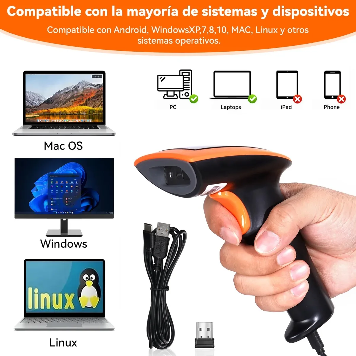 BWHS-25L 2D QR-Barcode-Scanner 2,4 GHz Wireless + für Bluetooth + USB-Verbindung liest PDF417 Datamatrix EAN13 UPC Postcode32