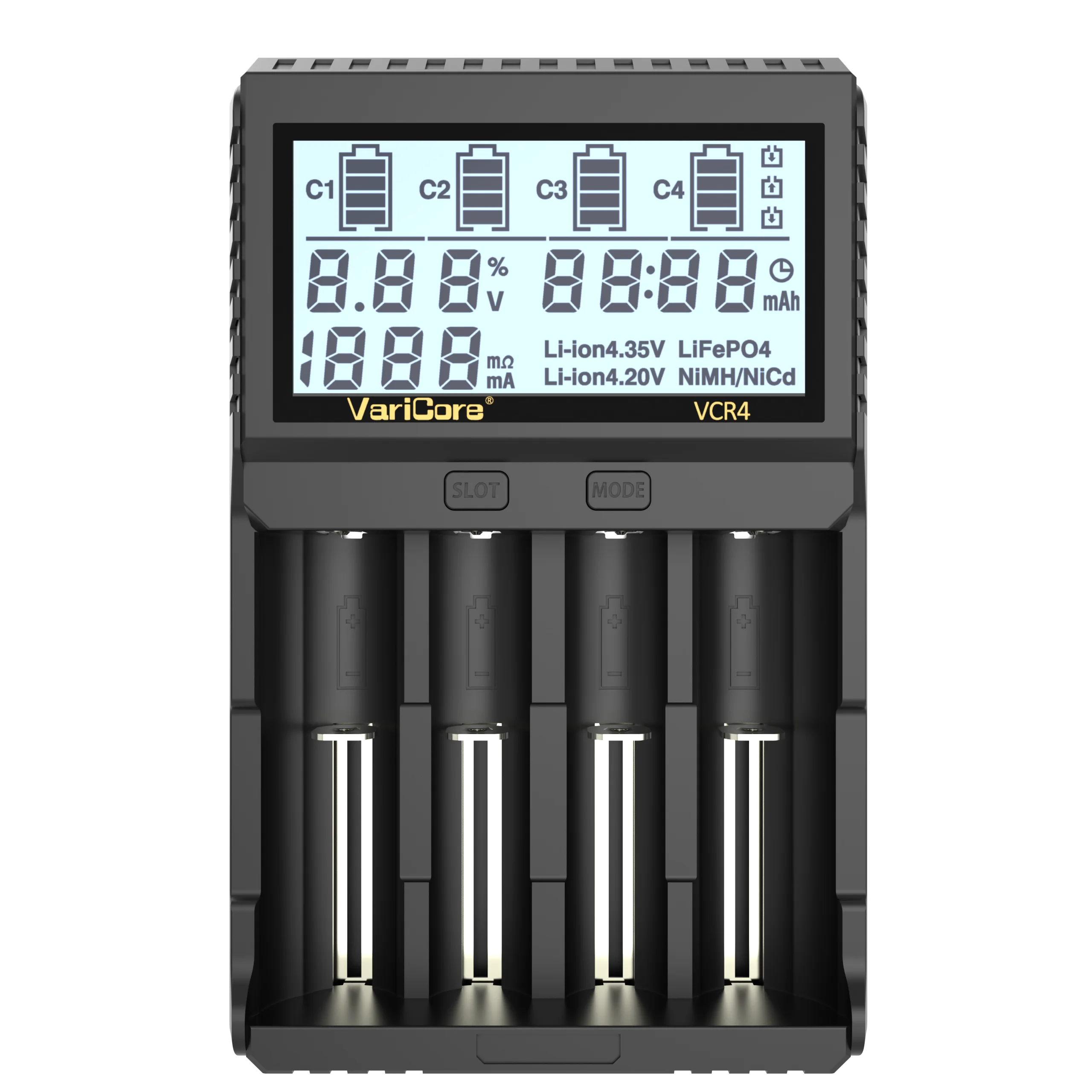 شاحن بطارية 4 فتحات، يمكن شحنها في السيارة، مناسب لبطاريات 1.2 فولت/3.7 فولت/NiMH/Li-ion/LiFe PO4، 18650/21700/26650/AAA #6