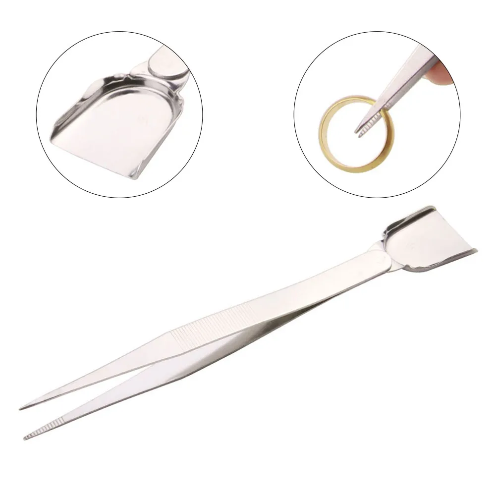 1Pc Professional Tweezer W/Scoop Shovel Pick-Up Tool 160mm For Diamond Gem Bead Holding Clip Jewelry Jade DIY Manual Tools