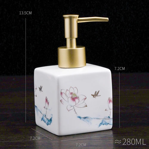 Bouteille de rangement en céramique pour shampooing et cosmétique, récipient bleu et blanc, table de