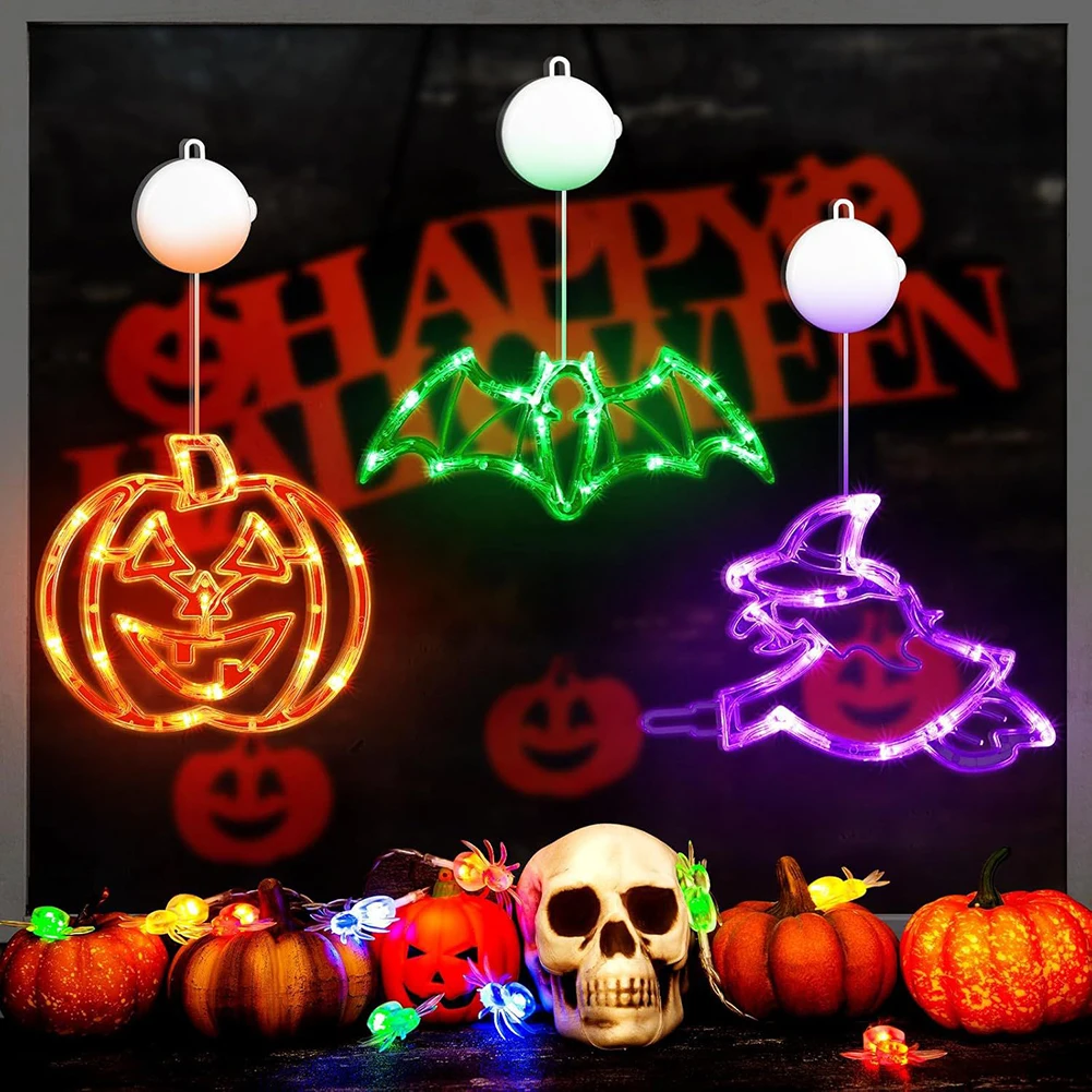Led Window Suction Cup Hanging Lights Pumpkins Hanging Decoration Light For Holiday Decor