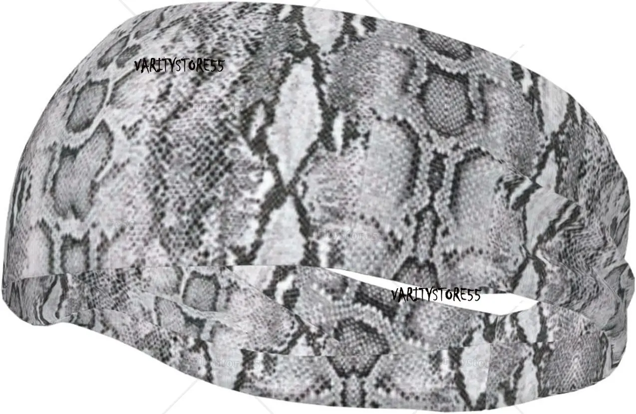 

Elastic Sports Snake Skin Black and White Print Sweatband Headbands for Men Women Ideal for Running Basketball Tennis