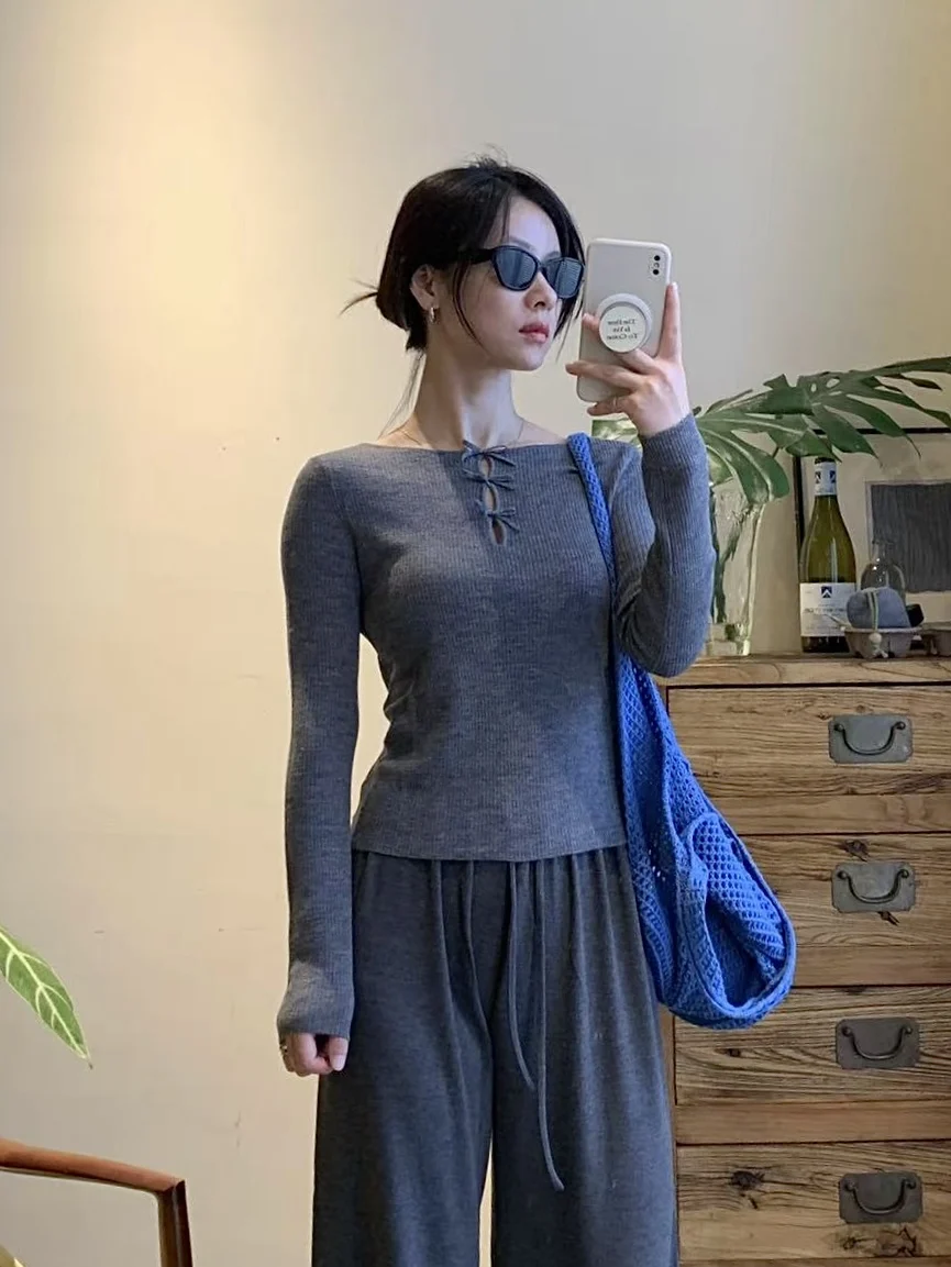 

Утягивающая эластичная пряжа Yangzi 60/48 шерстяной вязаный свитер hine Waable Casual Fit из мягкой ткани Long Sve V-Ne женский свитер...