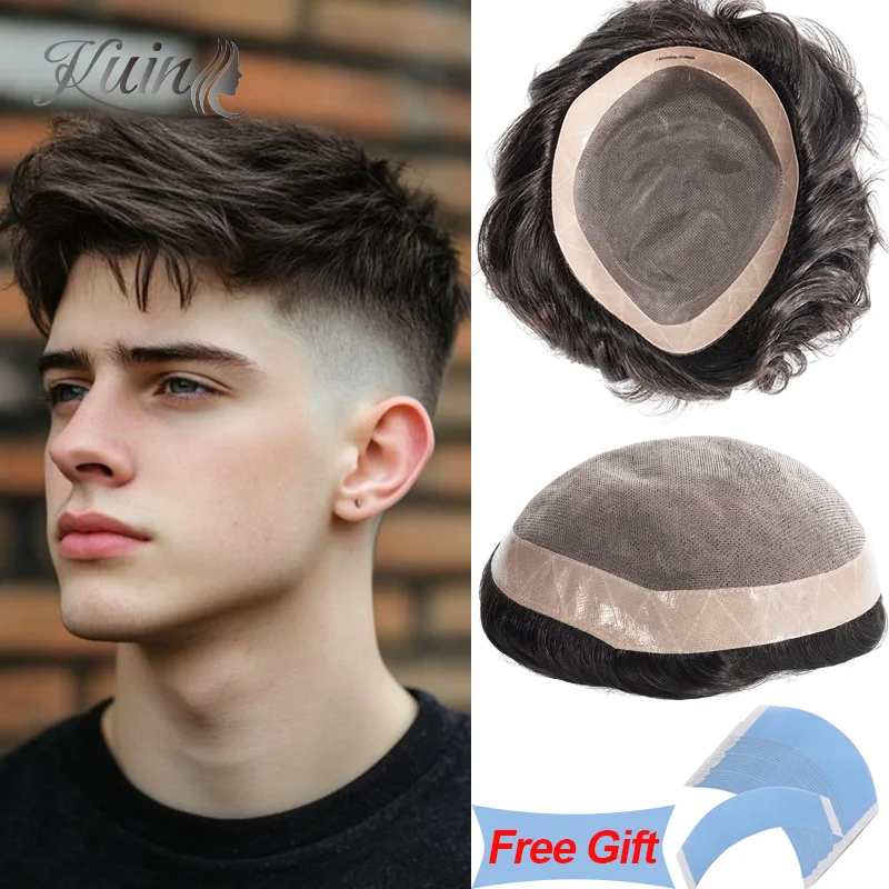 Men's Capillary Prosthesis Mono NPU Human Hair Wig For Men Toupee Wig Man Durable 6