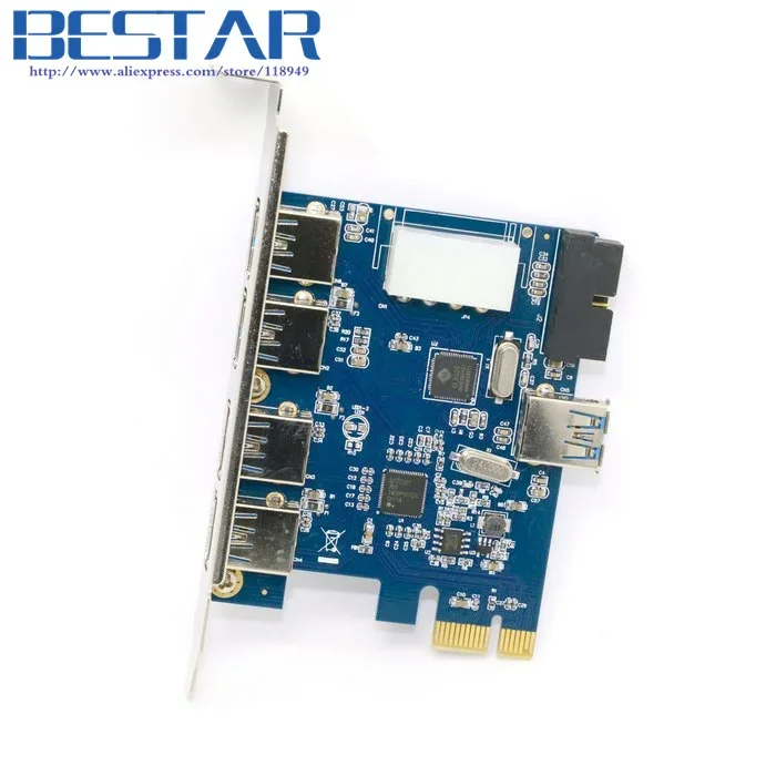 USB 3.0 PCI-E Pcie Pci Express PCI 7 พอร์ต 5Gbps Super Speed Express การ์ดอะแดปเตอร์ 5 พอร์ต + 20 Pin Controller