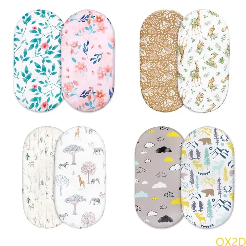 

2pcs Baby Fitted Bassinet Sheet Newborn Changing Pad Cover Soft & Breathable Crib Fitted Sheets Cradles Mattress Cover