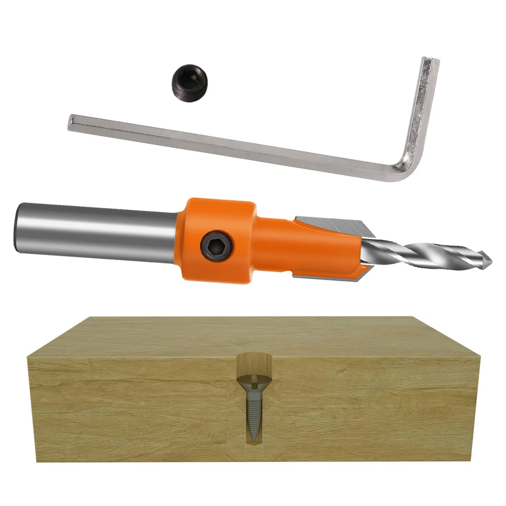 Countersink Router Bit Set para Carpintaria, Extrator de Parafuso, Furadeira, Metal Taper Hole, 10mm, 5Pcs