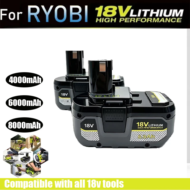 

for RYOBI high-performance lithium battery 18V low self discharge, suitable for all tools P104, P107 P108 P109 RB18L20