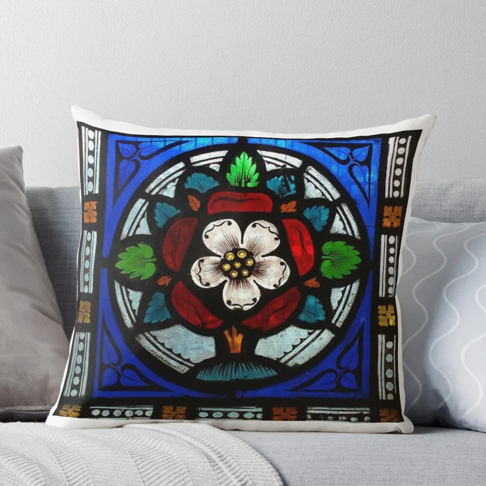 Tudor Rose Window Throw Pillow sleeping pillows bed pillows