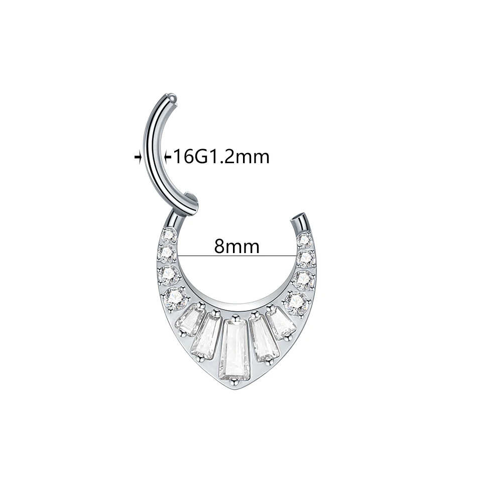 1/5PCS Titanium Teardrop Zircon Hinged Nose Rings Septum Cartilage Hoop Daith Tragus Helix Earrings Piercing Jewelry for Women