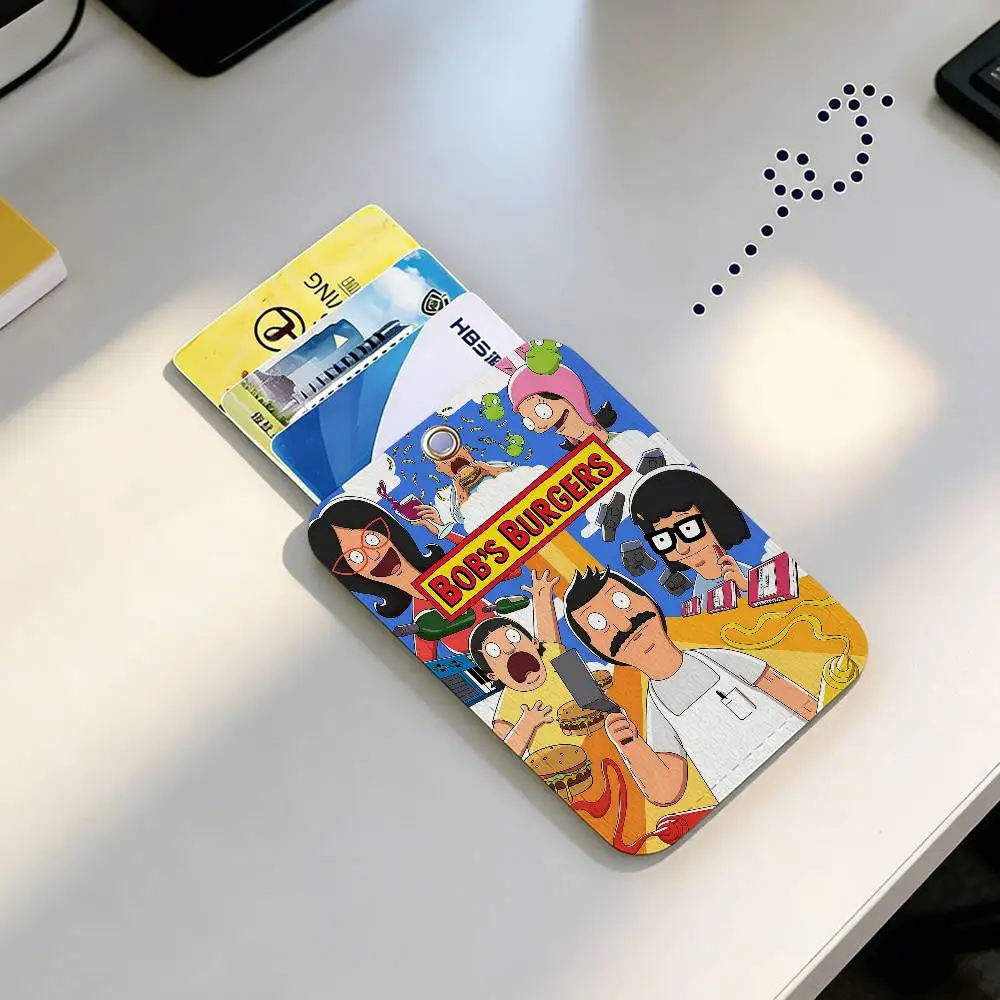 Cartoon Cute B-Bob B-Burgers Keychain With Access Card Holder, Bus Pass & Meal Card ID Bank Card Protective Case For Security view 6