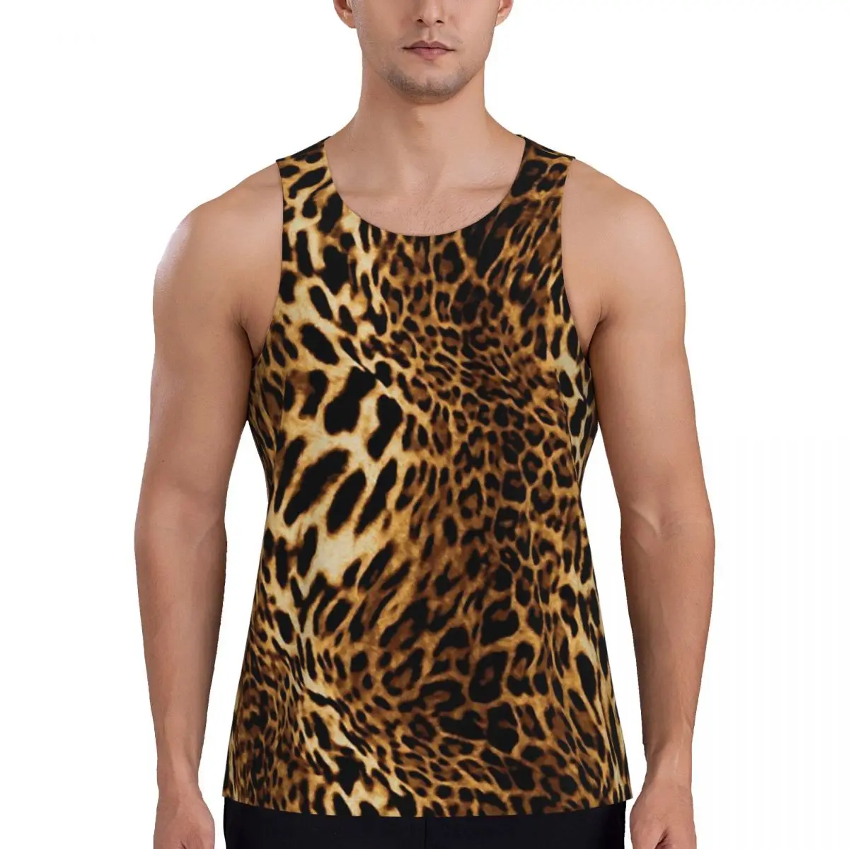 

Быстросохнущая рубашка без рукавов с леопардовой кожей 12, спортивная майка, дышащий жилет для бодибилдинга