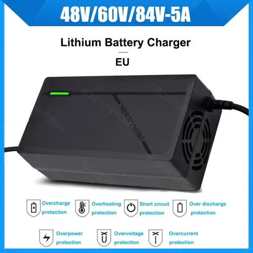 Cargador inteligente de 48V, 36V, 72V, 60V, 5A, carga rápida, cargador de batería de iones de litio 10/13/16/20S, cargador de batería de litio de 67,2 V 54,6 V 84V
