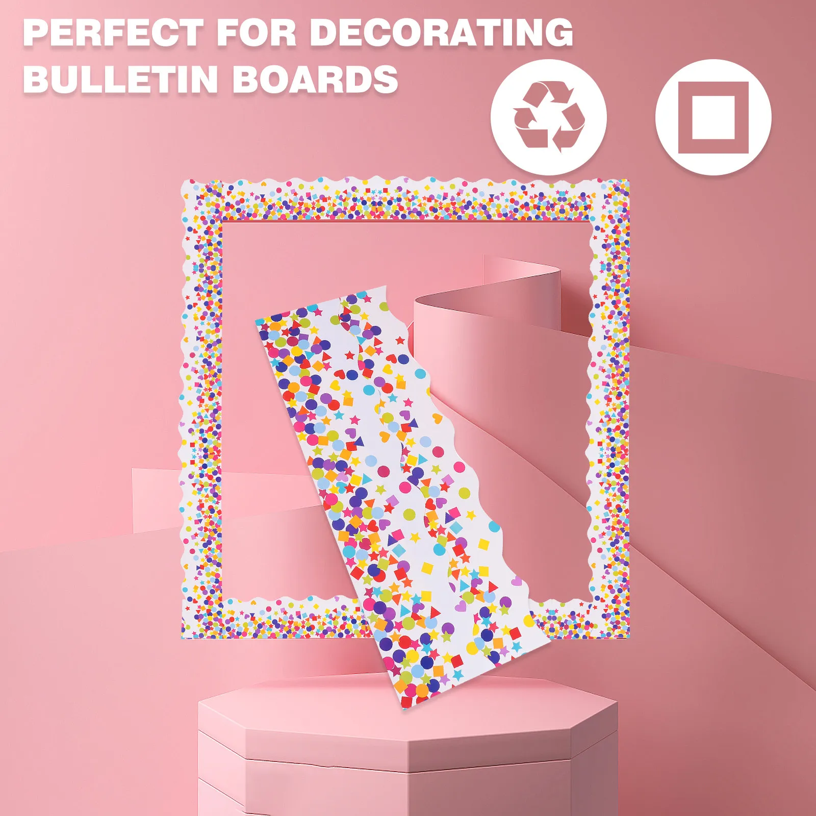 70Pcs Bulletin Board Border Stickers Blackboard Decorative Trim Self Adhesive Scallop Design PVC Stickers for DIY Decoration