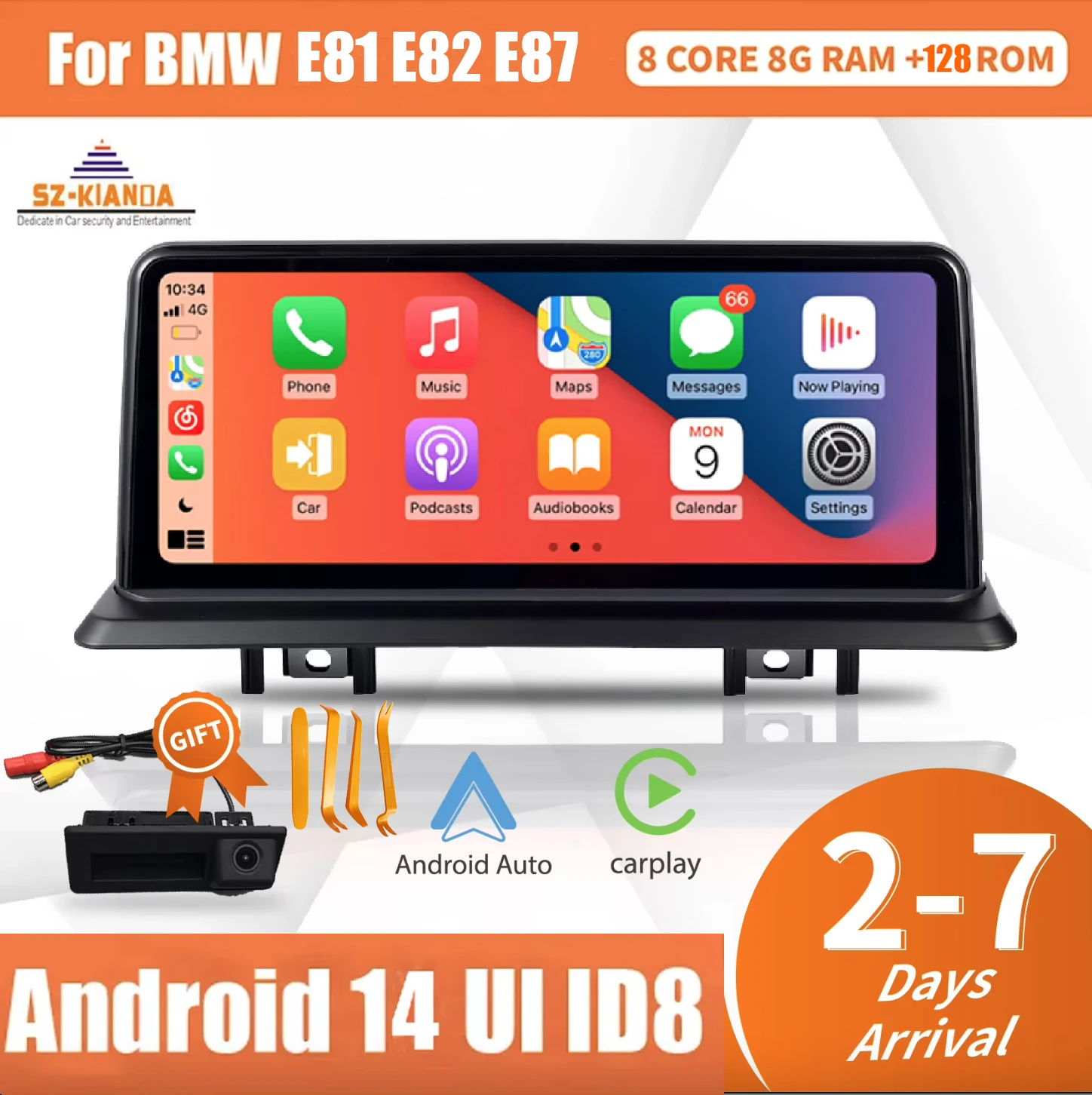 10.25'' Android 14 Car GPS Navigation for BMW 1 Series 120i E81 E82 E87 E88 8G RAM 64G ROM 8 core Idrive Car radio audio