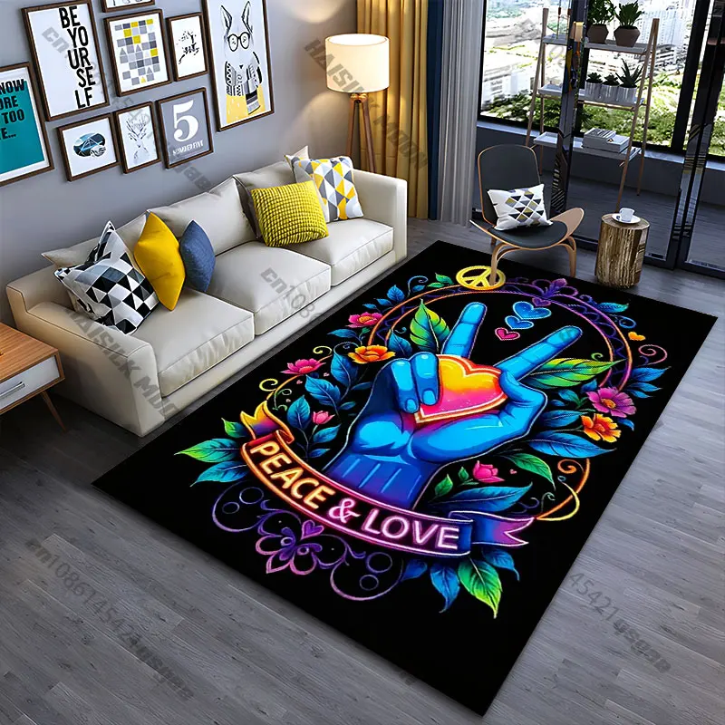 Peace love harmony and unity carpet Yoga living room room decor children's crawling mat doormat area rug games mat