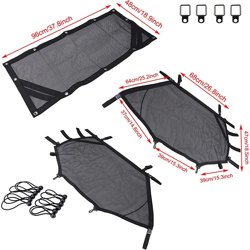 

UTV Window Net Roll Cage Mesh Net Left Right & Rear Window Shield Set Fit for Polaris RZR 570 800 800s 900 Turbo s1000