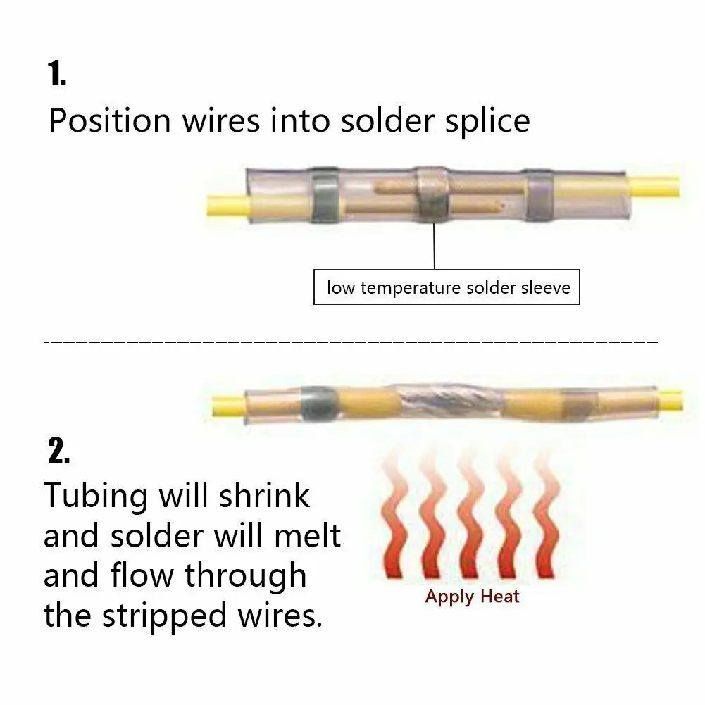 Conectores de Cable blanco de 100/500 piezas, Terminal de soldadura termorretráctil, empalme a tope aislado, impermeable, 26-24AWG