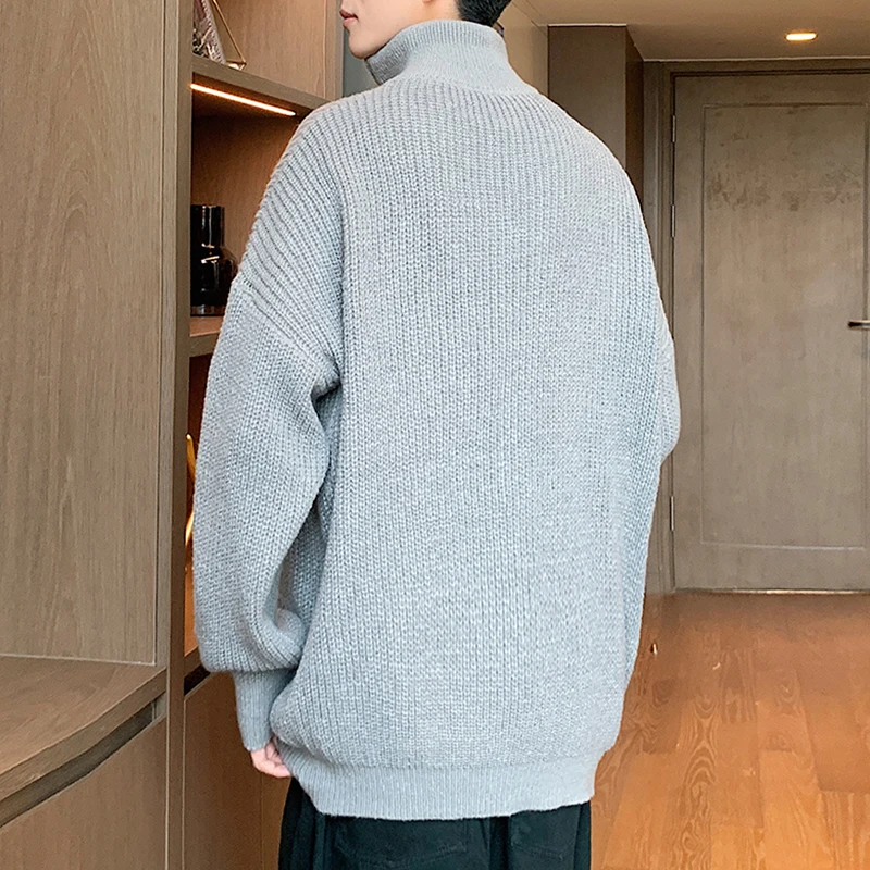 Half-Zip Sweater Men's Autumn Winter Pullovers Men Minimalist Loose-Fit Mens Knit Sweater Fashion Casual Social Men Sweaters