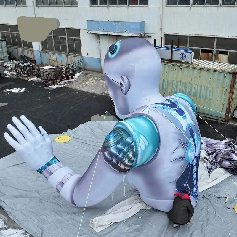 Giant Inflatable Robot Air Blow Futuristic 3D Creative Model with White LED Light for DJ Clubbing Decor Event Nightclub Advertis