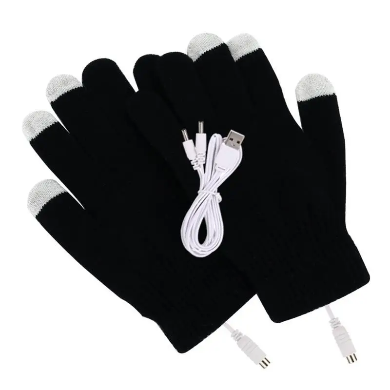 

USB Charging Heating Gloves Warm Thermal Gloves Five Fingers Touch Screen Heating Pads For Winter Outdoor Indoor Activities